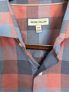 Peter Millar Blue Plaid Button-Down Long Sleeve